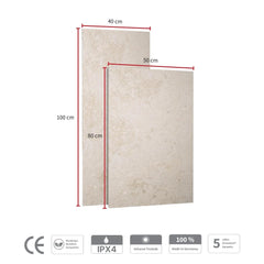 800 Watt Jura Natursteinheizung in den Formaten 100 × 40 und 80 × 50 cm
